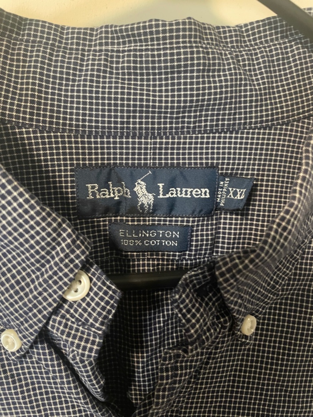 Ralph Lauren Navy and White Micro-Check Button-Down Shirt